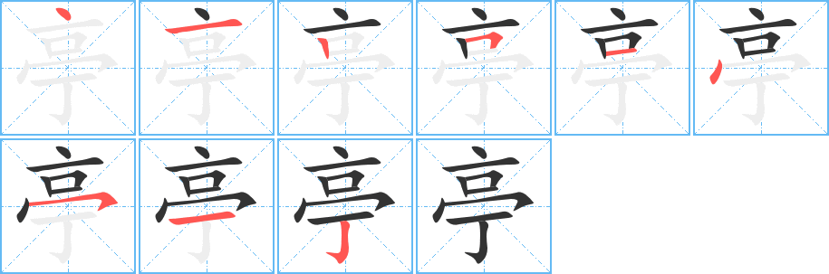 亭的筆順?lè)植窖菔?><hr /><h2>亭的基本信息</h2><div   id=
