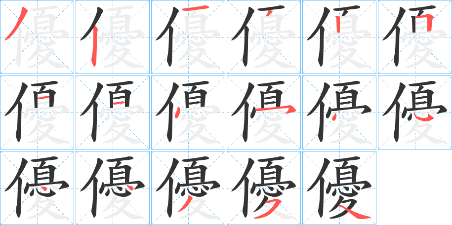 優(yōu)的筆順?lè)植窖菔?><hr /><h2>優(yōu)的基本信息</h2><div   id=