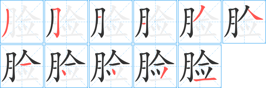 臉的筆順分步演示