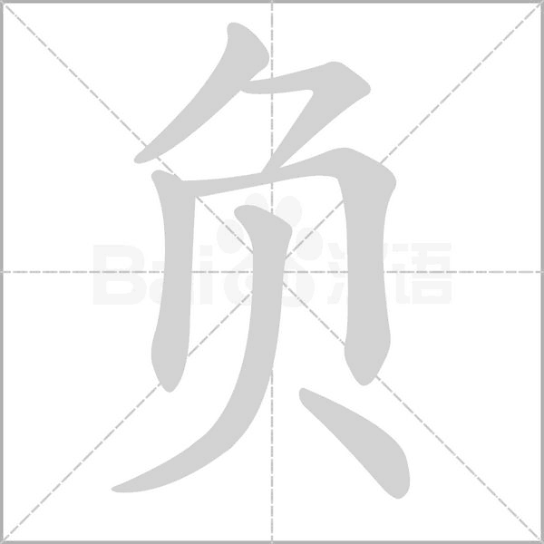 負(fù)的筆順動(dòng)畫演示