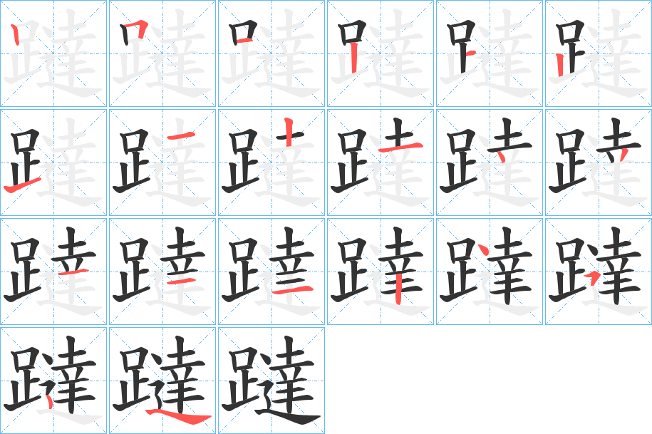 躂的筆順?lè)植窖菔?><hr /><h2>躂的基本信息</h2><div   id=